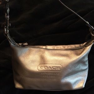 Silver leather COACH bag
